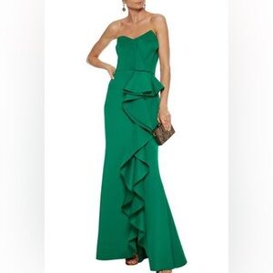 Badgley Mischka Strapless Green Dress